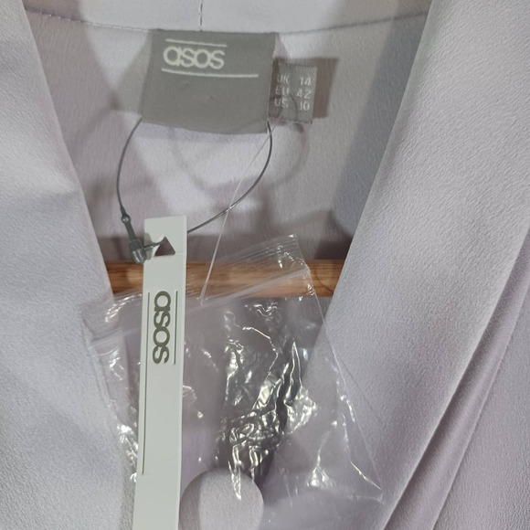 Asos Size US 10 Tuxedo Jacket Blazer Style Wrap Dress Light Silver Lavender NEW - Picture 5 of 10